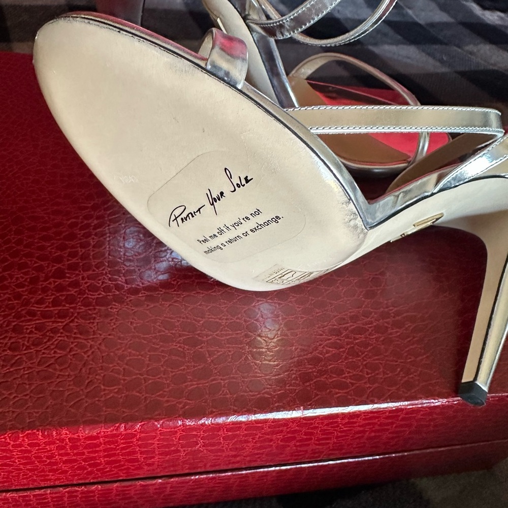 Tamara Mellon Silver High Heel Sandals Never Worn